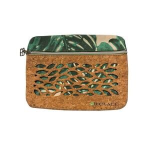 Matrix Biolage make up bag 8 X 6 Beige & Green leaf pattern cosmetic bag